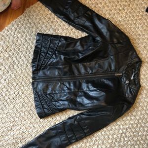 black leather jacket
